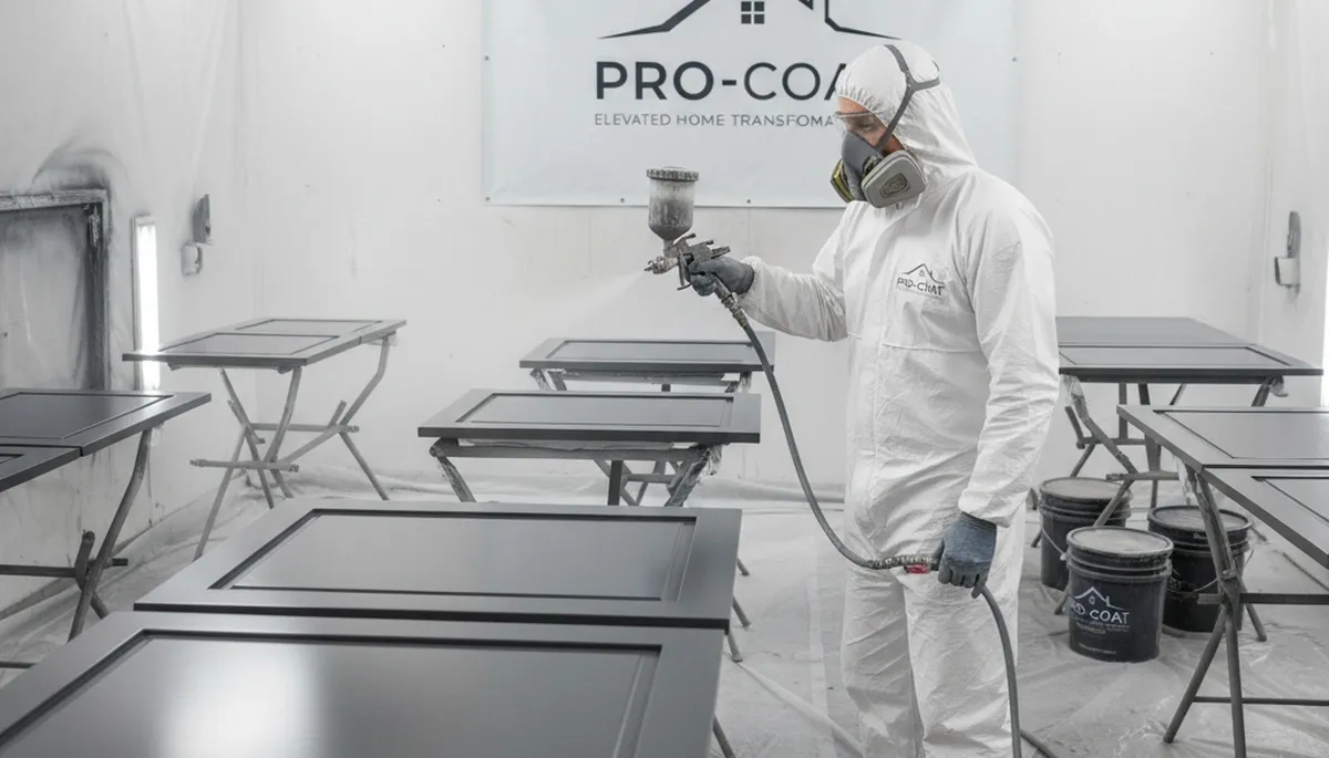 Professional cabinet painting in Peoria IL with smooth, modern kitchen refinishing results