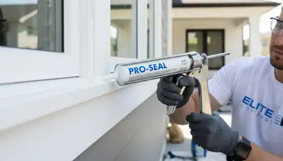 Professional caulking and sealing on Peoria IL home exterior for weatherproof paint protection