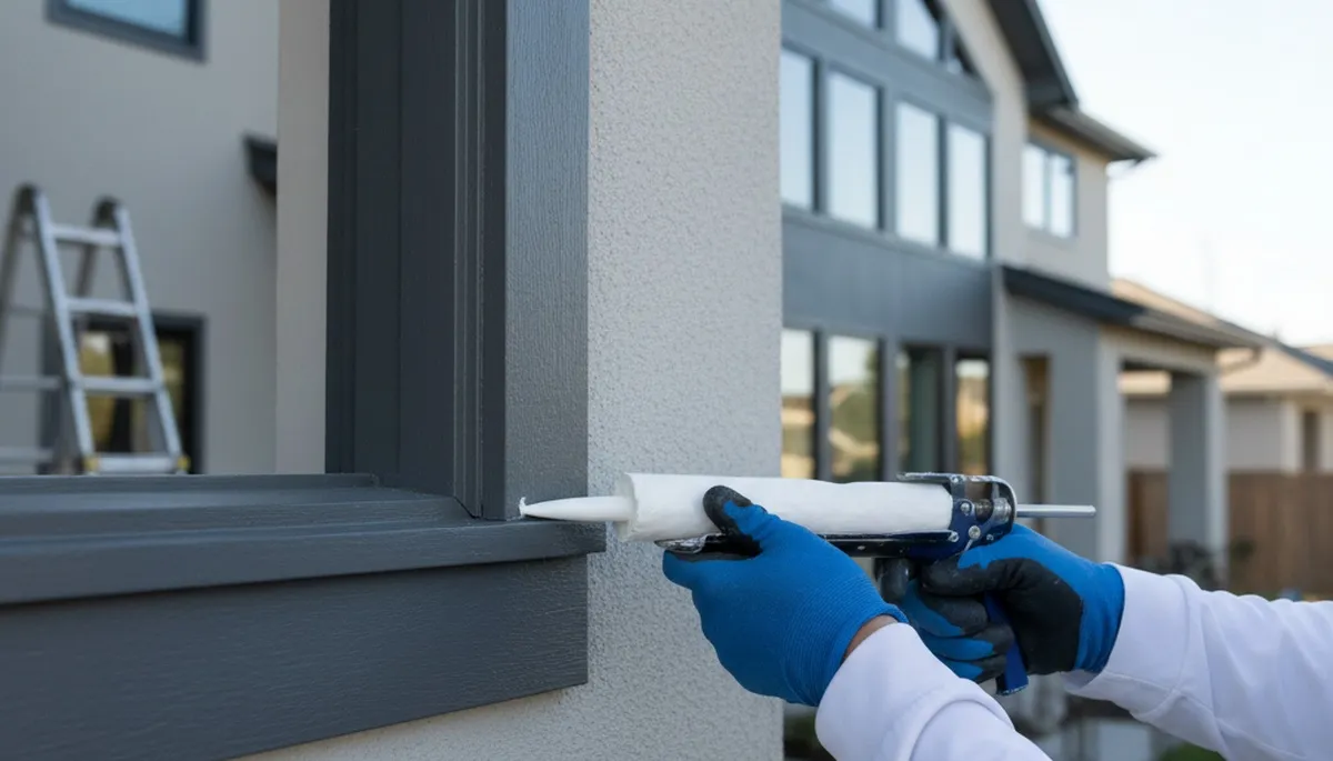 Professional caulking and sealing on Peoria IL home exterior for weatherproof paint protection