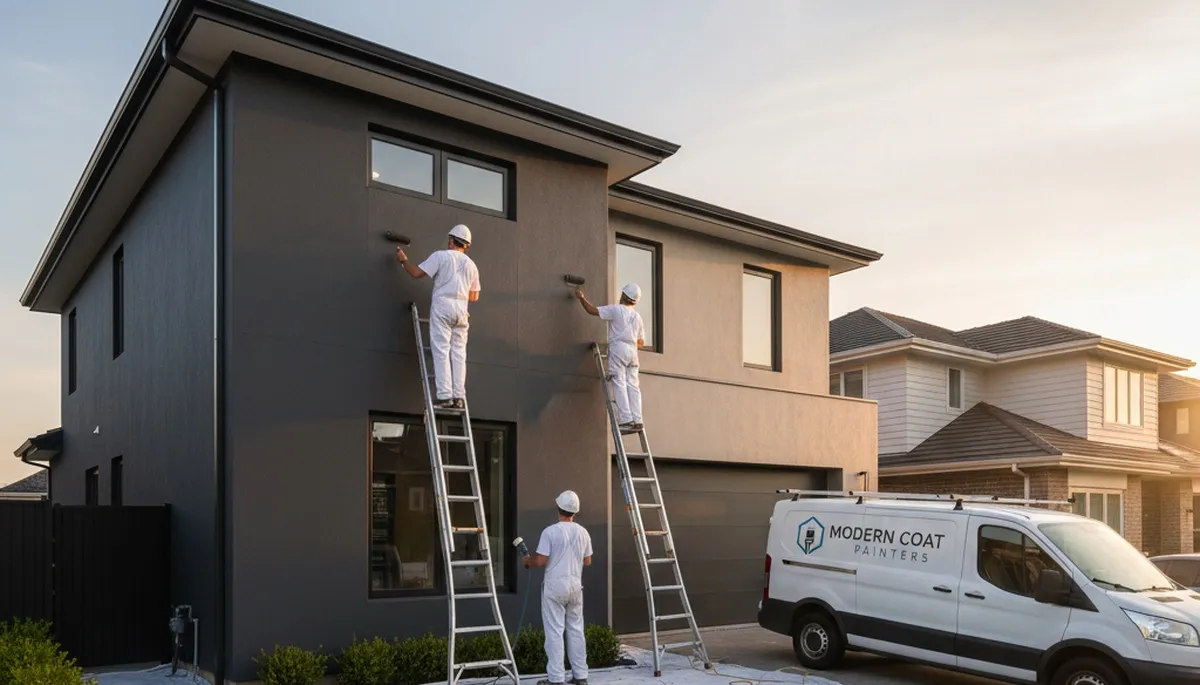 Professional exterior house painters in Peoria IL applying durable paint for long-lasting home protection