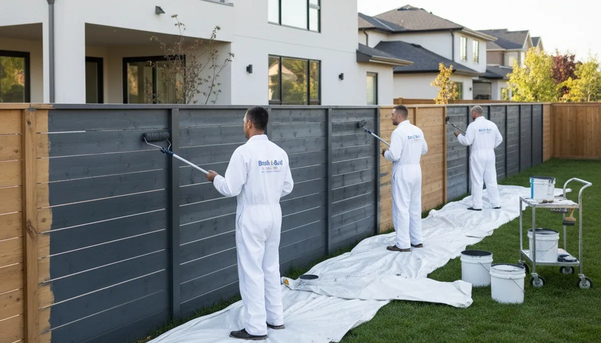 Professional fence painting in Peoria IL with weather-resistant finish protecting outdoor wood