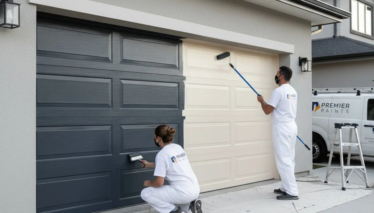 Professional garage door painting by expert house painters in Peoria, IL for lasting curb appeal