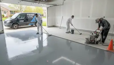 Professional epoxy garage floor coating in Peoria IL for durable, salt-resistant surface finish