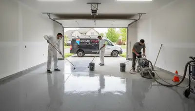 Epoxy garage floor coating in Peoria IL with durable finish by professional house painters