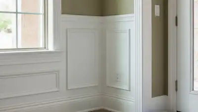 Professional interior trim painting in Peoria IL with precise lines highlighting detailed home finishes