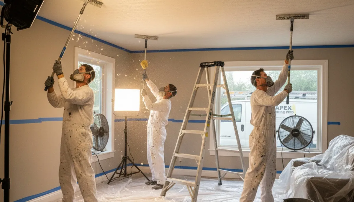 Professional popcorn ceiling removal and refinishing by house painters in Peoria, IL