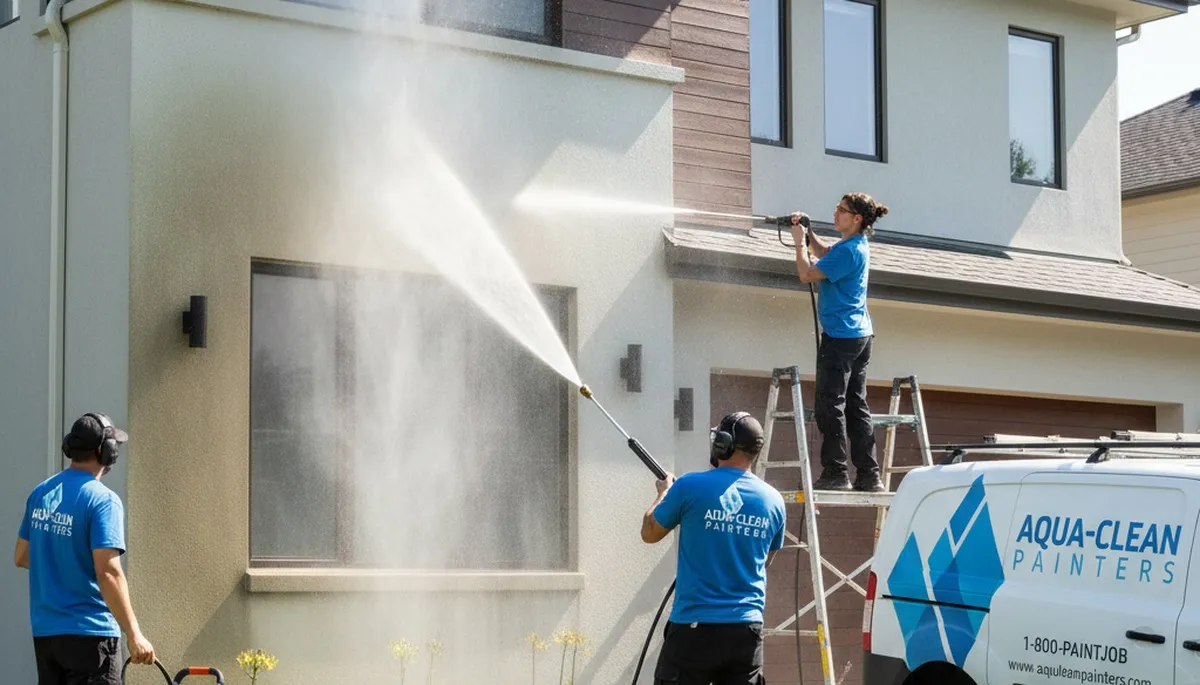 Professional pressure washing house exterior in Peoria, IL for clean siding and improved curb appeal