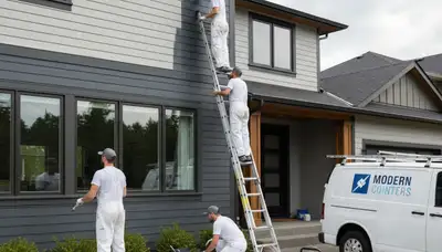 Professional siding painting on a Peoria IL home by expert house painters for lasting curb appeal